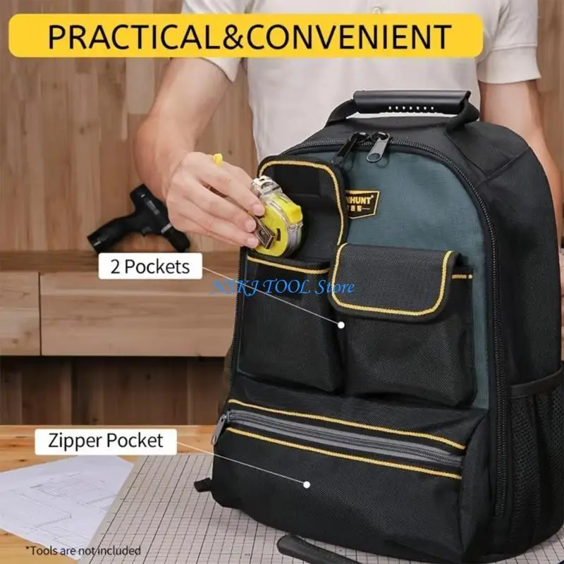L8RC Oxford Fabric Electrician Tool Backpack com design ergonômico e aprimora a durabilidade da construção e manutenção