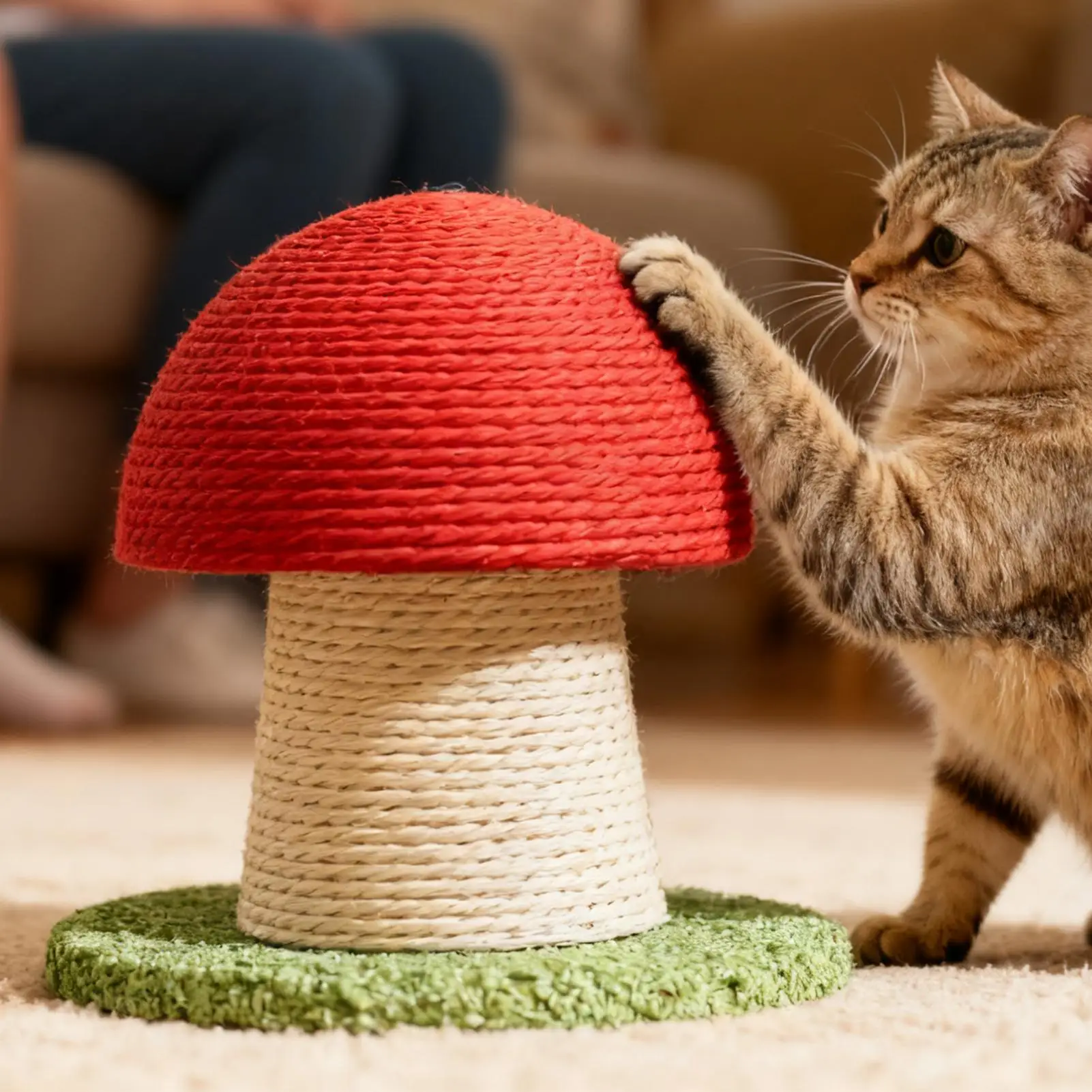 Katzen-Kratzbaum in Pilzform, Moderner Hoher Kratzbaum für Katzen zur Bewegung, Geistigen Stimulation und Körperlichen Aktivität von Kätzchen