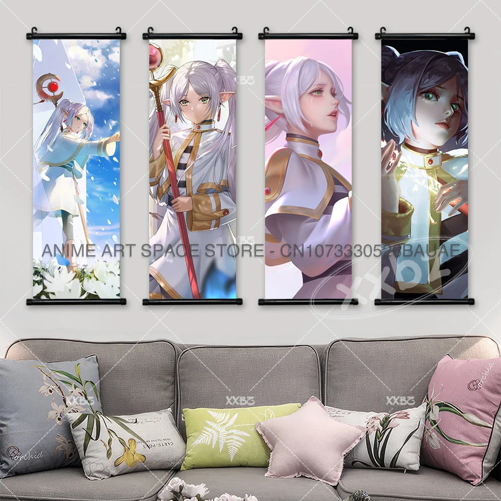 Frieren Hanging Painting Serie Wall Art Eisen Scrolls Pictures Heiter Home Decoration Himmel Wallpaper Sein Anime Posters Stark