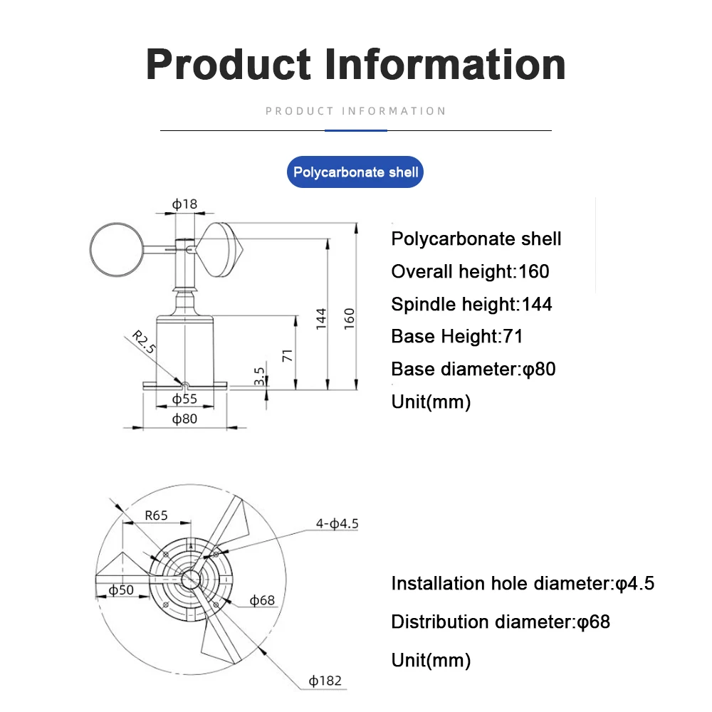 RS485 Pulse Detector 0-5V 0-10V 4-20MA Weather Station 0-60m/s Wind Speed Meter Sensor High-Precision Wind Aemometer Transmitter