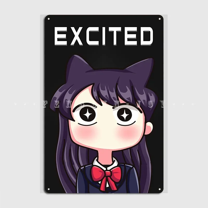 Komi San Excited Waifu Metal Sign Cinema Living Room Wall Designing Plaques Tin Sign Posters