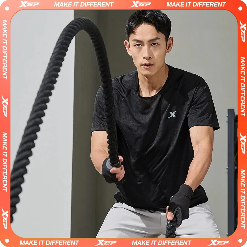 Xtep Short Sleeve Knitted Shirt For Men  Summer Sweat-Absorbing Men's T-shirt Training Comfortable Outdoor Tops 876229010108