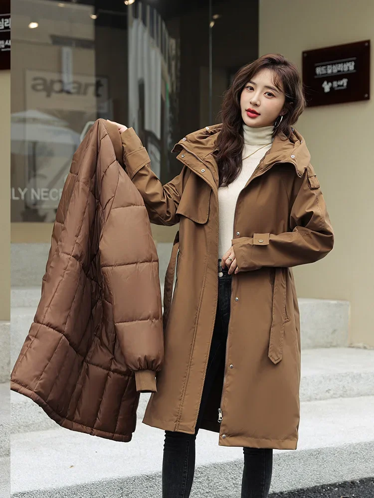 Imagem -03 - Parkas Longas com Capuz com Forro de Pele para Mulheres Cabolsa Grosso de Inverno Neve Jaqueta Feminina30 Graus-30 Graus Roupas Novas 2023