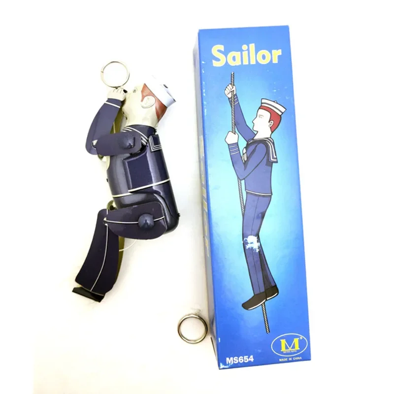 [Funny] Adult Collection Retro Wind up toy Metal Tin go up and down Pull the Sailor Clockwork toy figure model vintage toy gift