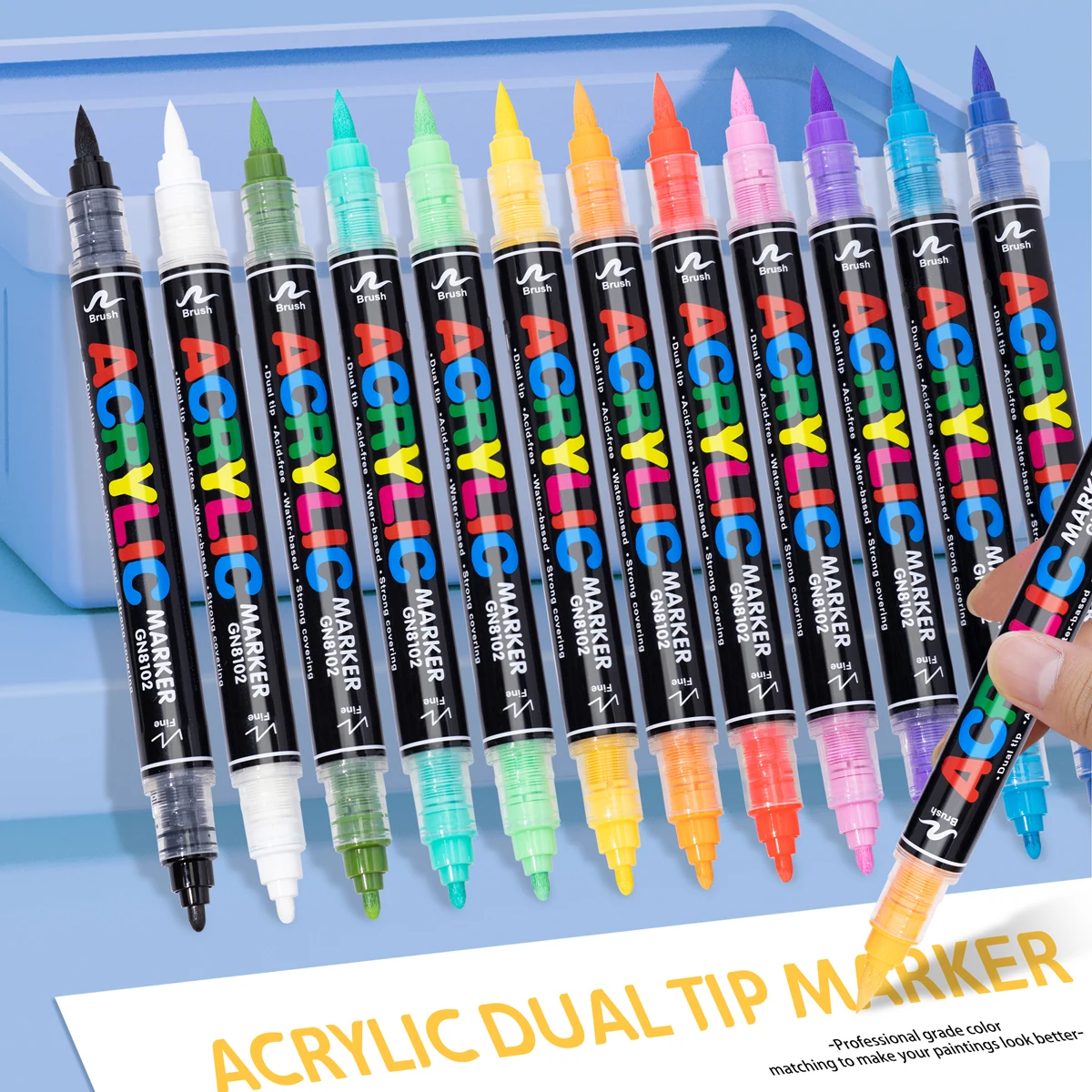 

36-168 Colors Dual Tip Direct Acrylic Marker with Brush Tip and Round Tip Paint Pen for Ceramics Manga Art Graffiti Supplies