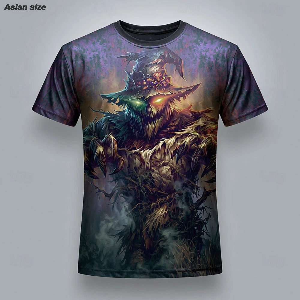 Halloween Men's Optical Illusion Creepy Clown 3D T Shirt Short Sleeve T shirt Crew Neck Shirt Horror Club Party Street Clothing