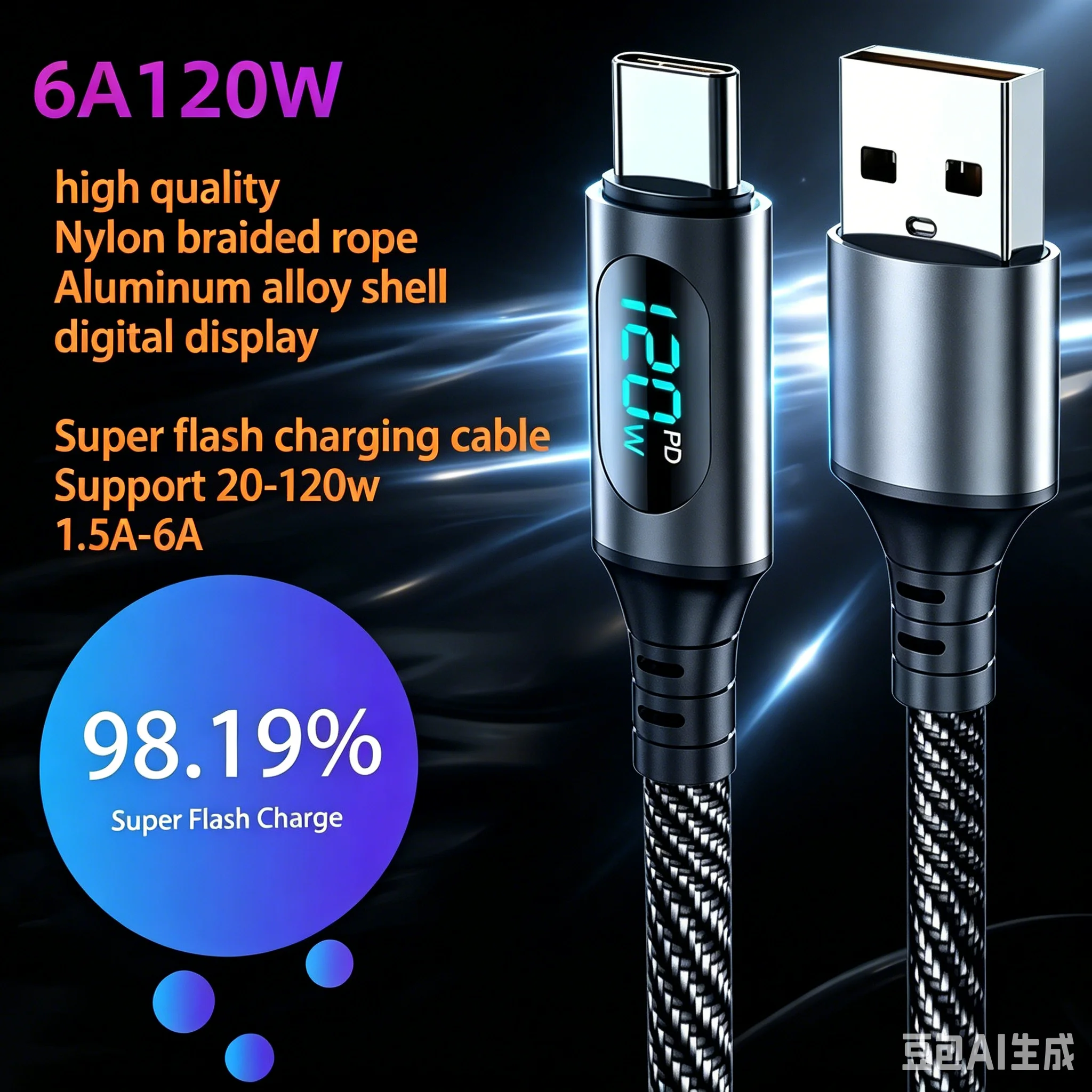 120W Super Fast Charging USB To Type C Cable Quick Charge Phone Charging Wire For Xiaomi Redmi Huawei Fast Charging Phone Cable