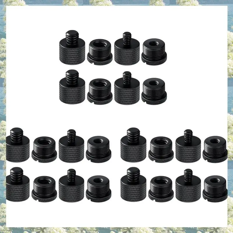 Jeu d'adaptateurs de filetage de support de micro New-24Pcs, filetage adaptateur de vis 5/8 femelle à 3/8 mâle et 3/8 femelle à 5/8 mâle