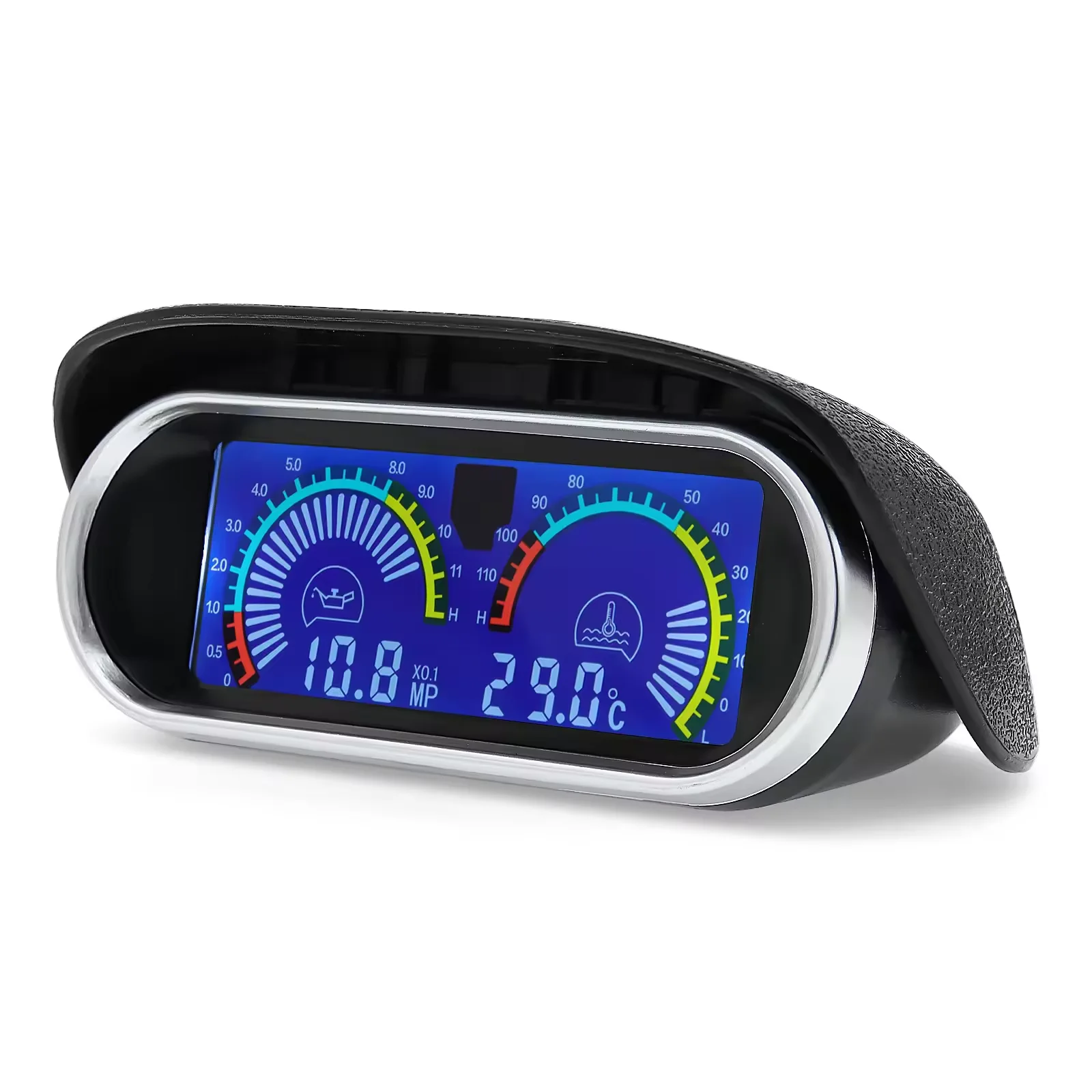 2-in-1 LCD Universal 12v24v Truck Car Oil Pressure Gauge + Water Temperature Gauge Set Meter Sensor 10mm Oil Pressure Indicator