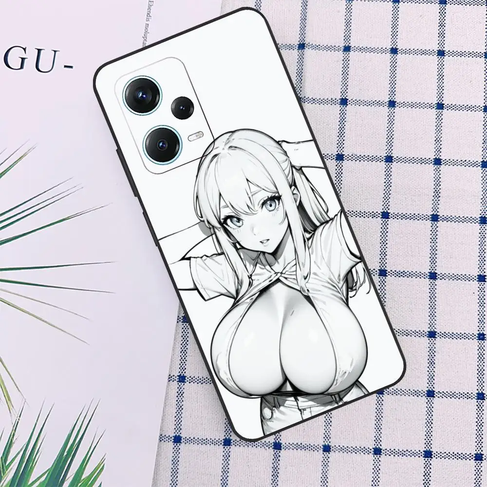 

Sexy Anime Girls Phone Case For Redmi Note 13 Pro Plus 12 11 A3X A1 A2 13C 12C Black Cover