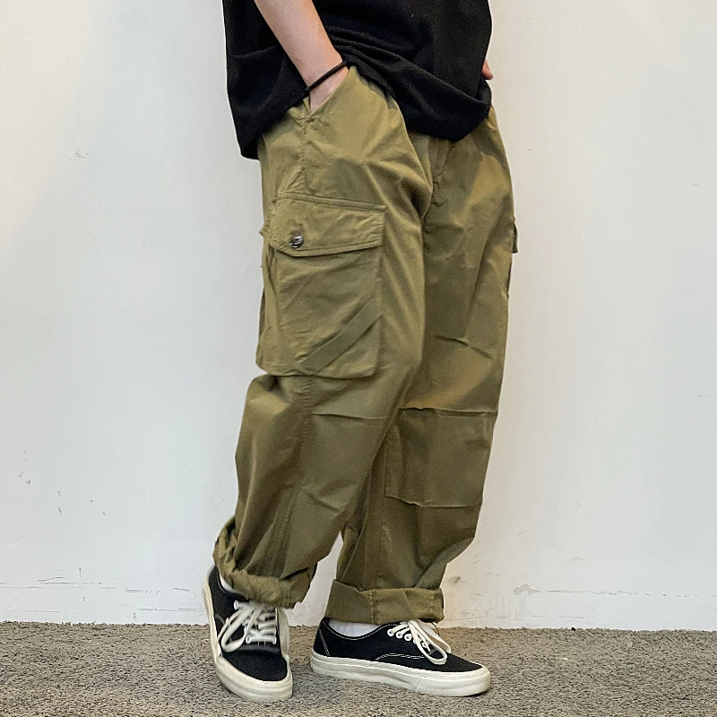 American Vintage High Quality Cargo Pants Men Clothing Japanese Streetwear Multi-Pocket Straight Trousers Harajuku Baggy Pants