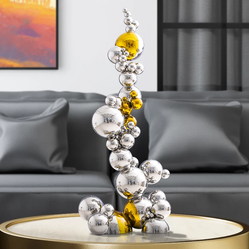 za-Luxury Interior Home Decor Friendly Stainless Steel Metal Texture Sculpture for Hotel Residential Abstract Designer's Craft%