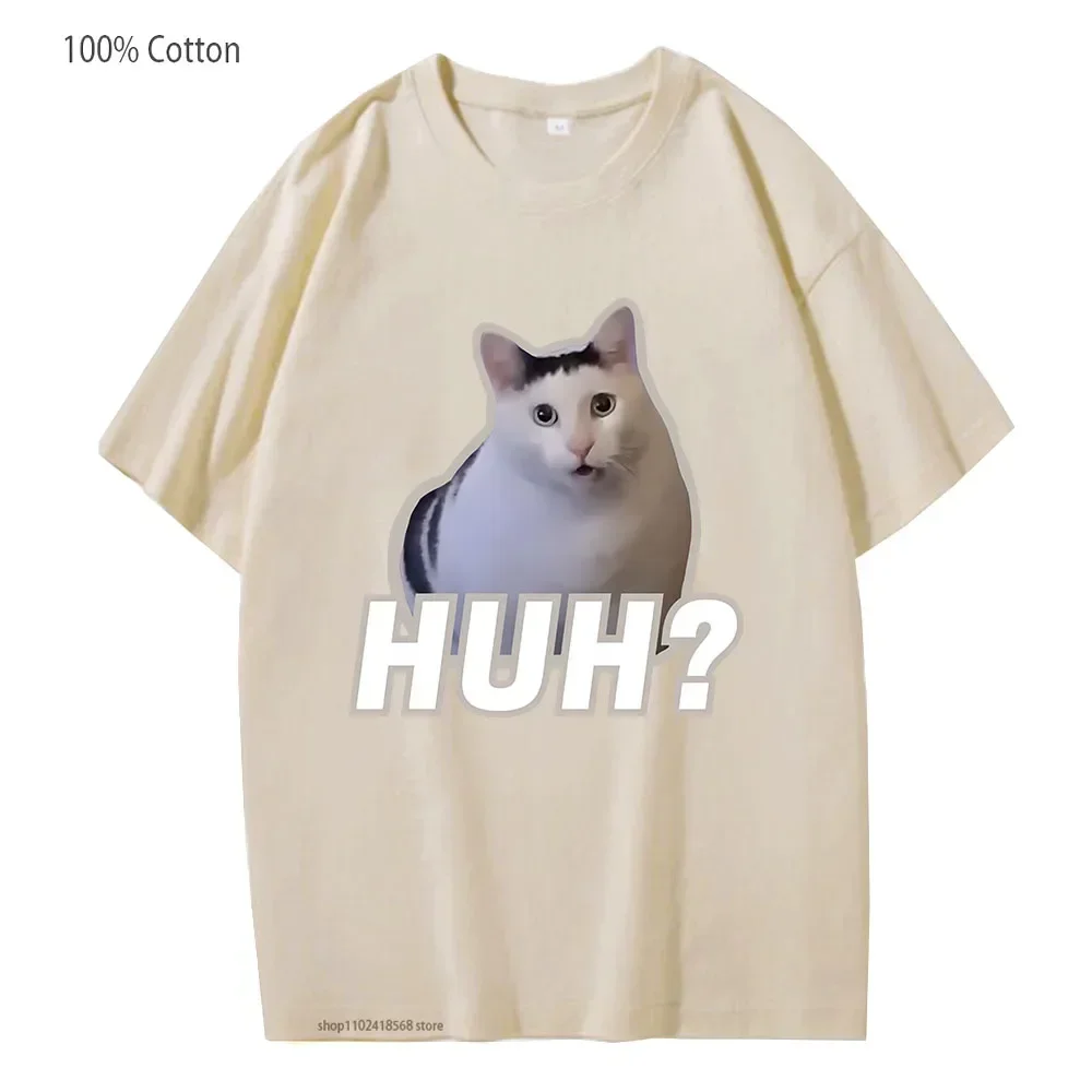 

Huh Cat Meme T-Shirts 100% Cotton Tees Cartoon Animal Print TShirt for Girls/boys Casual Harajuku Tops Women Men Summer Clothes