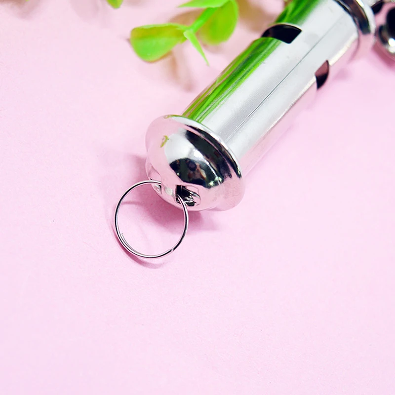 High Quality With Neck Chain Metal Whistle Stainless Steel Yellow Lanyard Police Whistle High Frequency Lifesaving Whistle