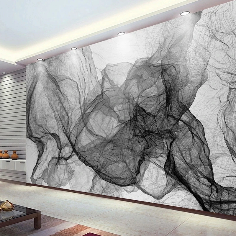 Custom Modern Black White Stripe Wavy Wallpaper Gallery Abstract Art 3D Mural Living room TV background wall bedroom restaurant