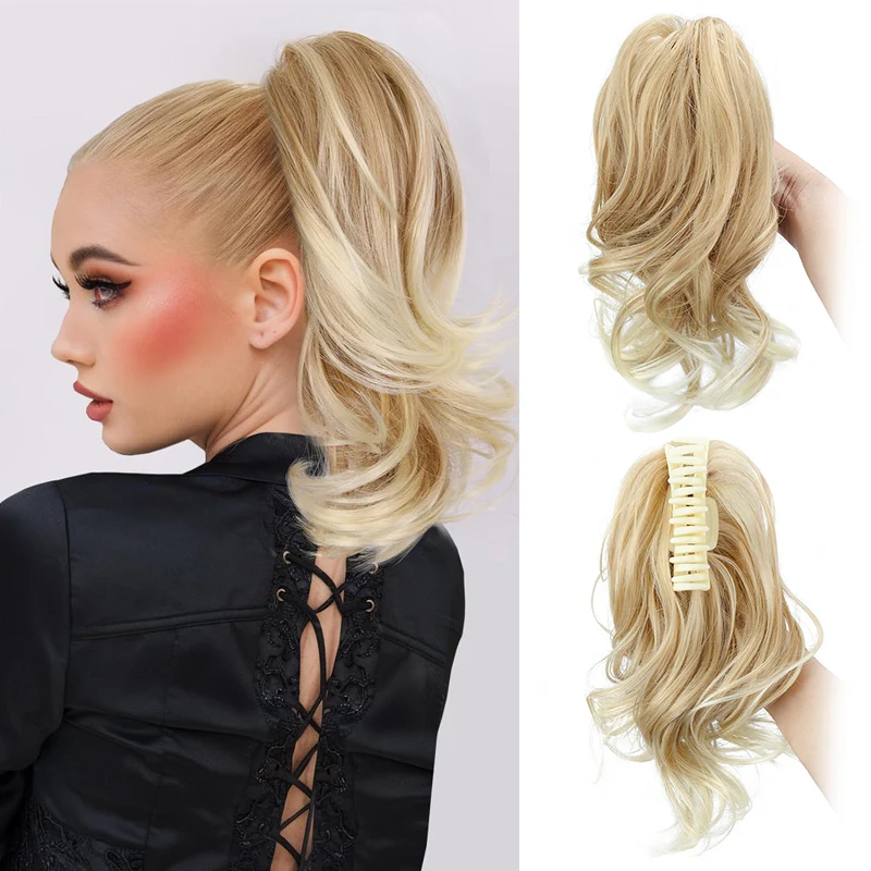 

Синтетический короткий волнистый кудрявый хвост-накладка на заколке, термостойкий, для повседневного использования женщинами