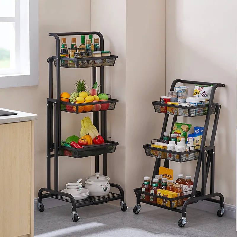 

Multi-Layer Extendable 180-Degree Trolley Heightening Bold Living Room and Kitchen Sorting Storage Rack Cross-Border Export