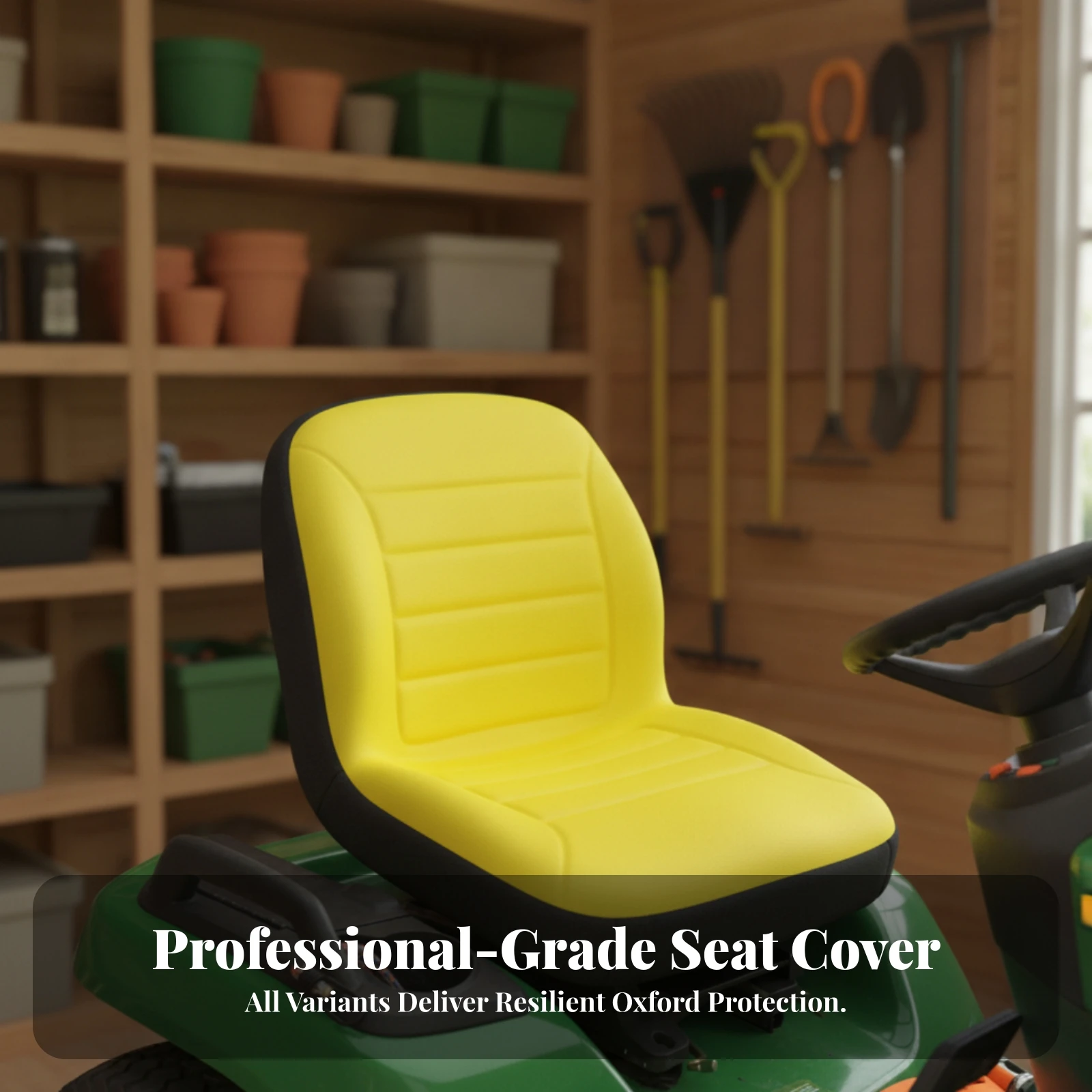 Riding Mower Seat Cover with Pocket Weatherproof Tractor Seat Cover with Pockets Ventilated Padded for Landscapers, Farm Work