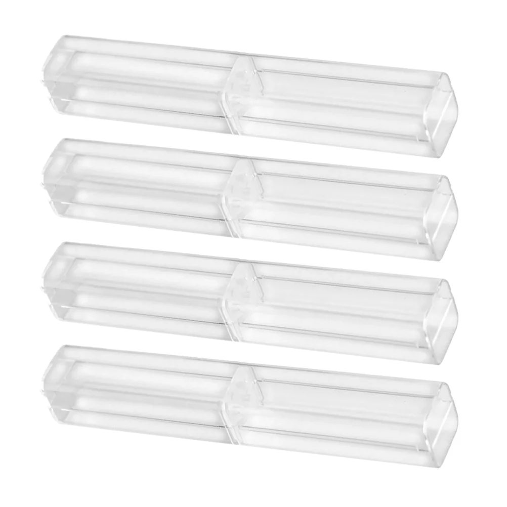 

4 Pcs Red Pens Transparent Pencil Case Holders Cases Writing Brush Boxes Empty Small