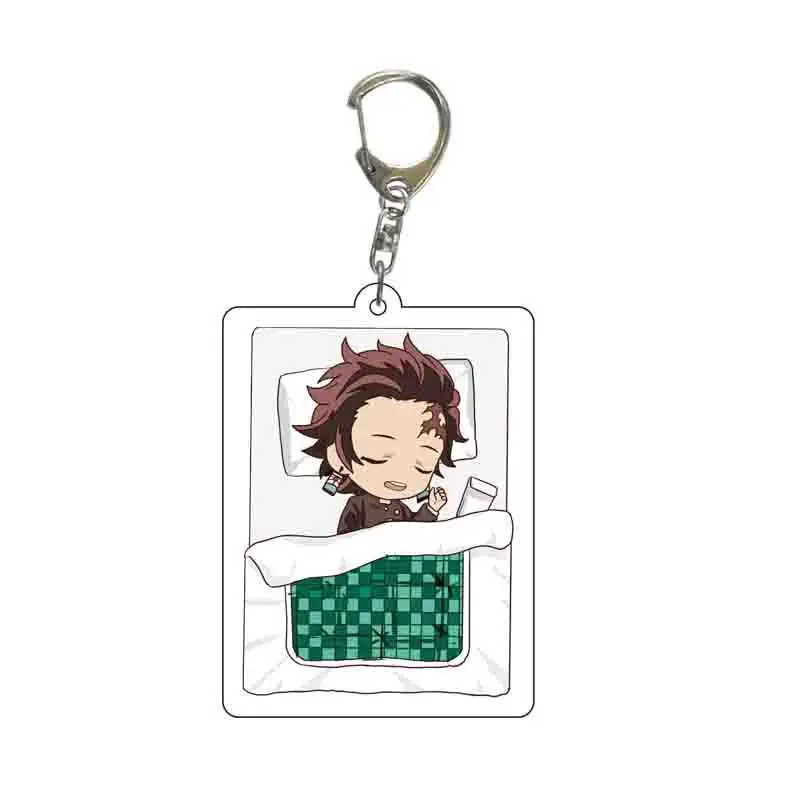 Chaveiro acrílico anime kamado tanjirou nezuko makomoagatsuma zenitsu hashibira inosuke bonito grande cabeça pingente saco de dormir 5.5cm