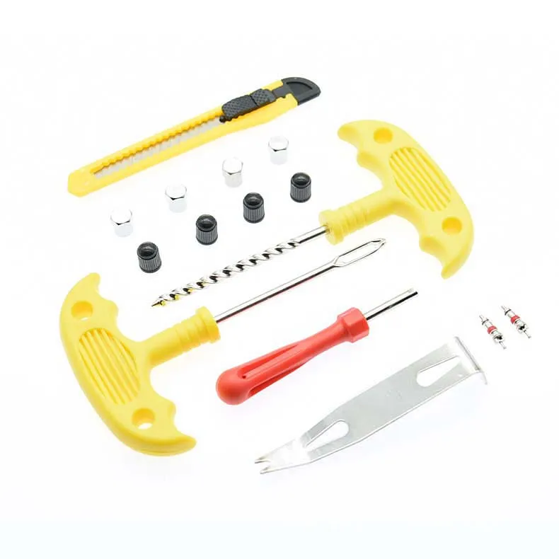

32pcs Emergency Car Tyres Repairs Kit Steel/Rubber/Plastic Hand Tools for Flats Tire Puncture Box Packings