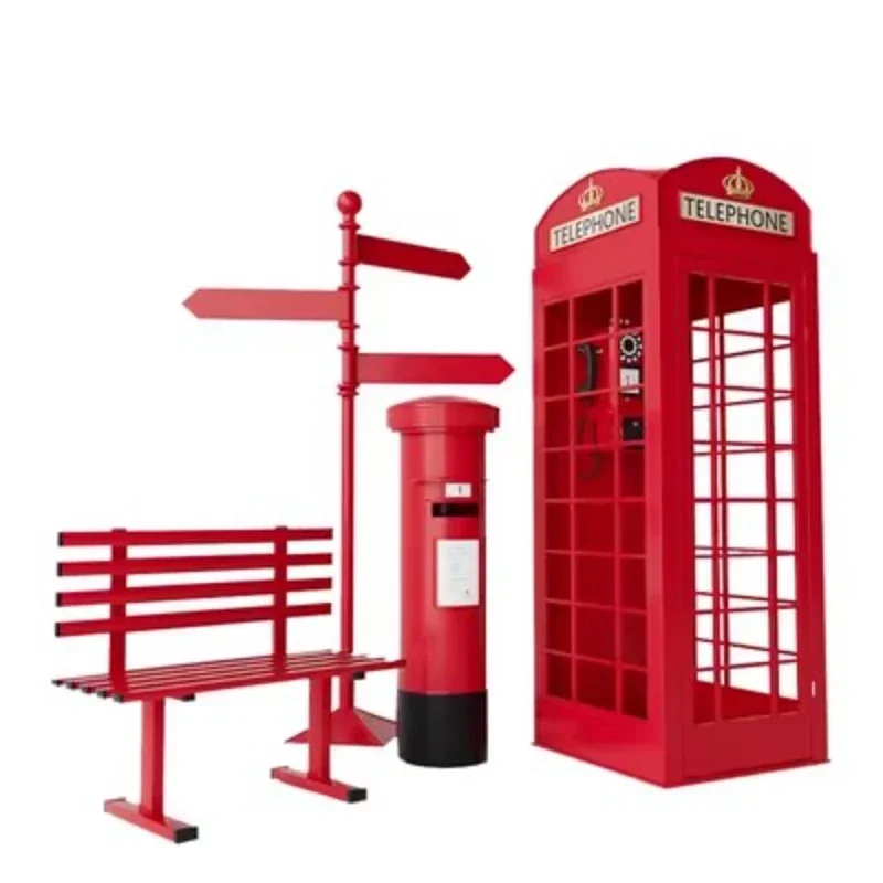 Retro telephone booth props and decorations Iron art mailbox bar mall large decoration model