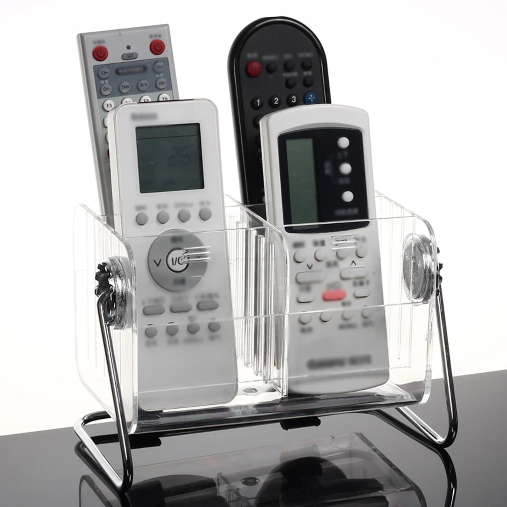 

Acrylic 6 Grids Remote Controller Organizer Transparent Desktop Storage Box for Phones Ac Remotes Office Organization