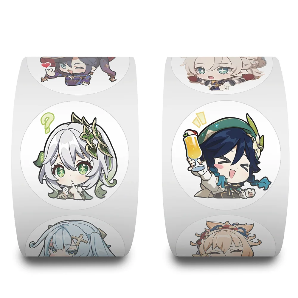 

500PCS Cute Game Genshin Impact Stickers Roll Kawaii Cartoon Sealing Labels Sticker Aesthetic Anime Decoration Decals for Kids