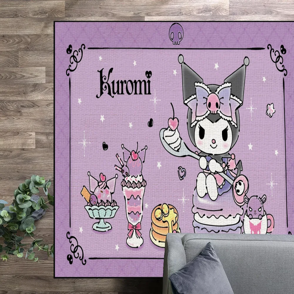 small Bedside Kitchen Bath Living Home House Bedroom S-Sanrio Floor Mat K-Kuromi Doormat Large MINISO Carpet Rug Decoration