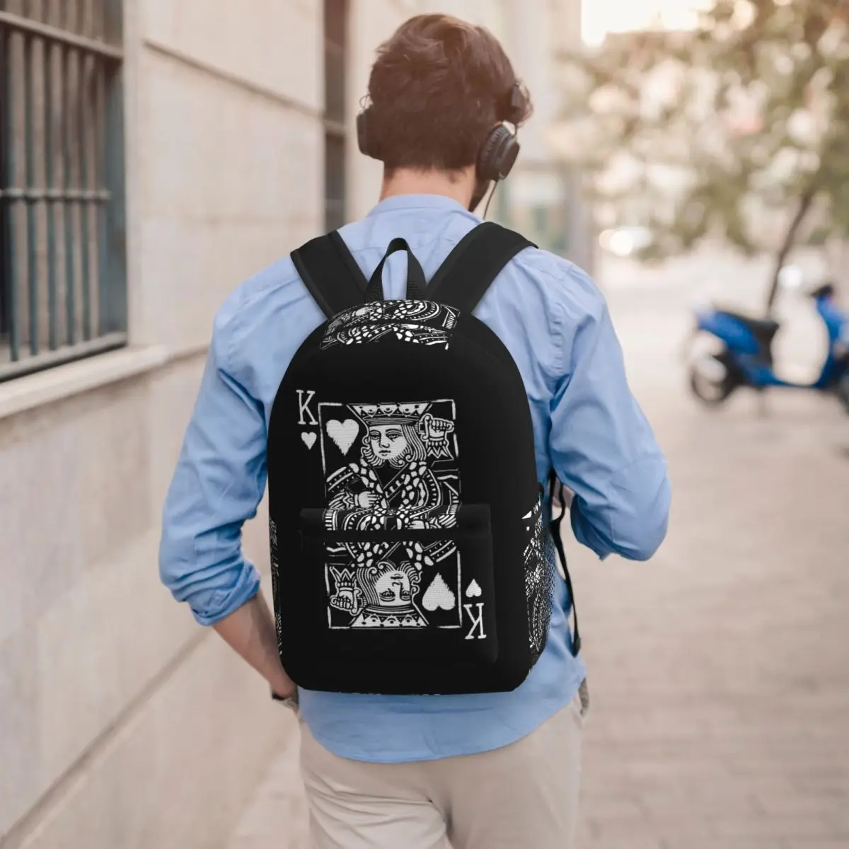 King Of Hearts Painted Poker Playing Card Backpack Boys Girls BookBag Kids School Bag Laptop Shoulder Bags for Men Women