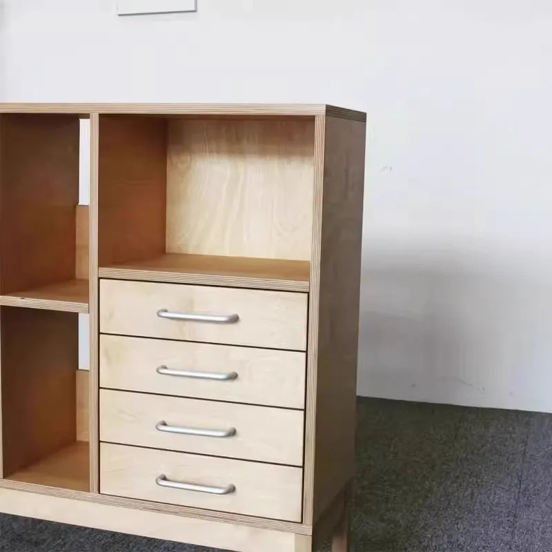 Floor-to-ceiling solid wood lattice cabinet partition rack simple display storage cabinet