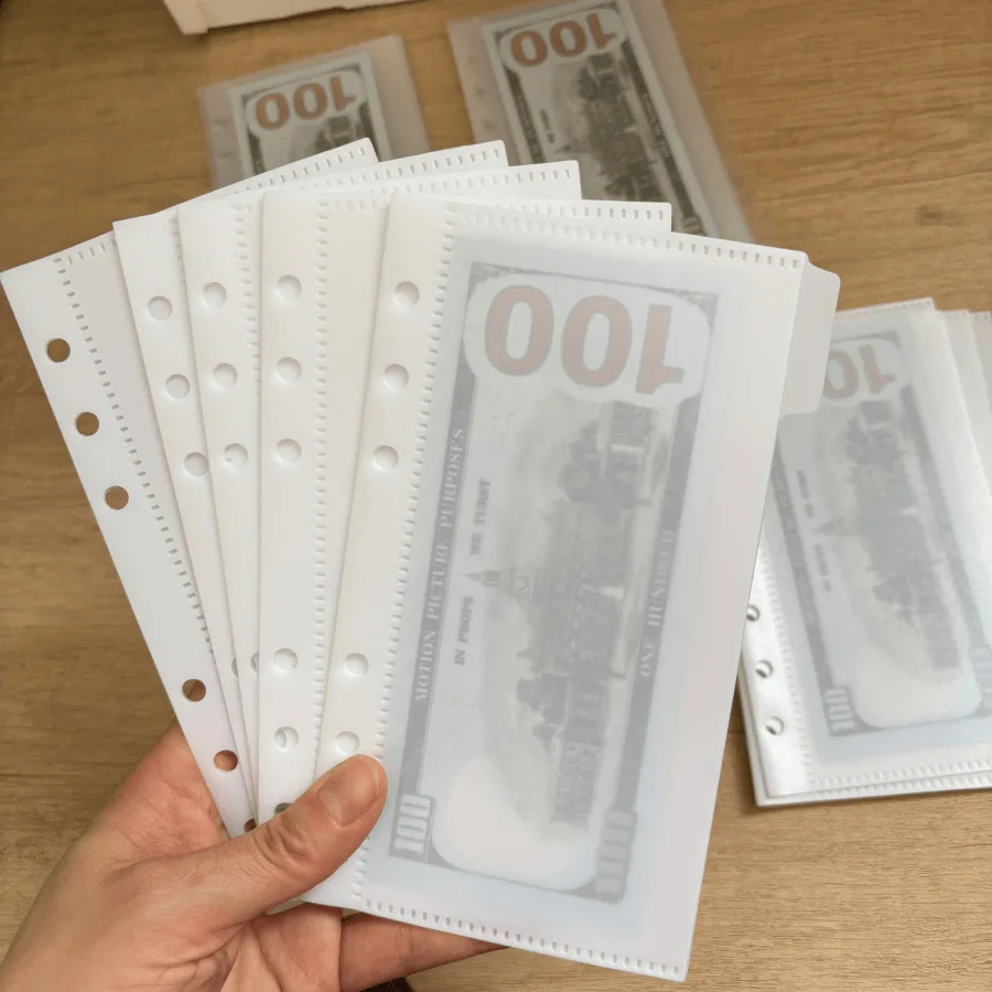 A6 Transparent White Binder Pockets Binder Folders for Notebook Divider Page Waterproof PVC Leaf Document Filing Bag