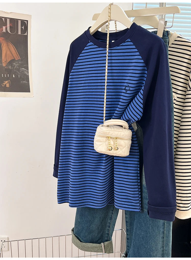 

Футболки с длинными рукавами, спортивные женские летние хлопковые полосатые ленты с завязками, расклешенный подол, быстросохнущие, легкие, воздушные, многослойные, сращенные