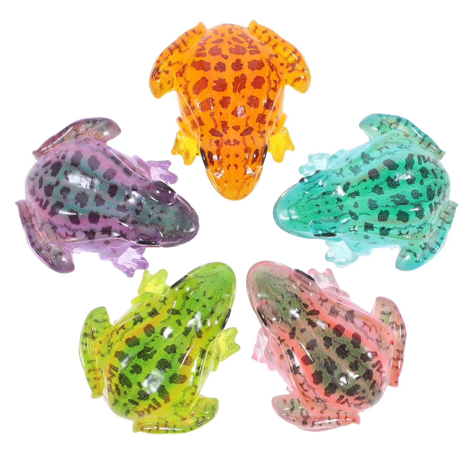 

5pcs 5 Mini Frog Figurines Resin Cartoon Decorations Pink Orange Blue Green Purple Home Office Dollhouse Garden Accessories