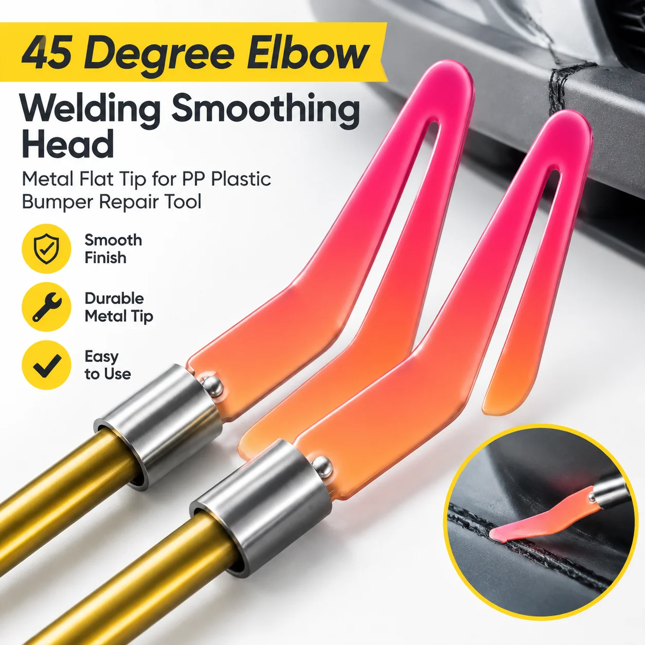 45 Degree Elbow Welding Smoothing Head Metal Flat Tip for PP Plastic Bumper Repair Tool