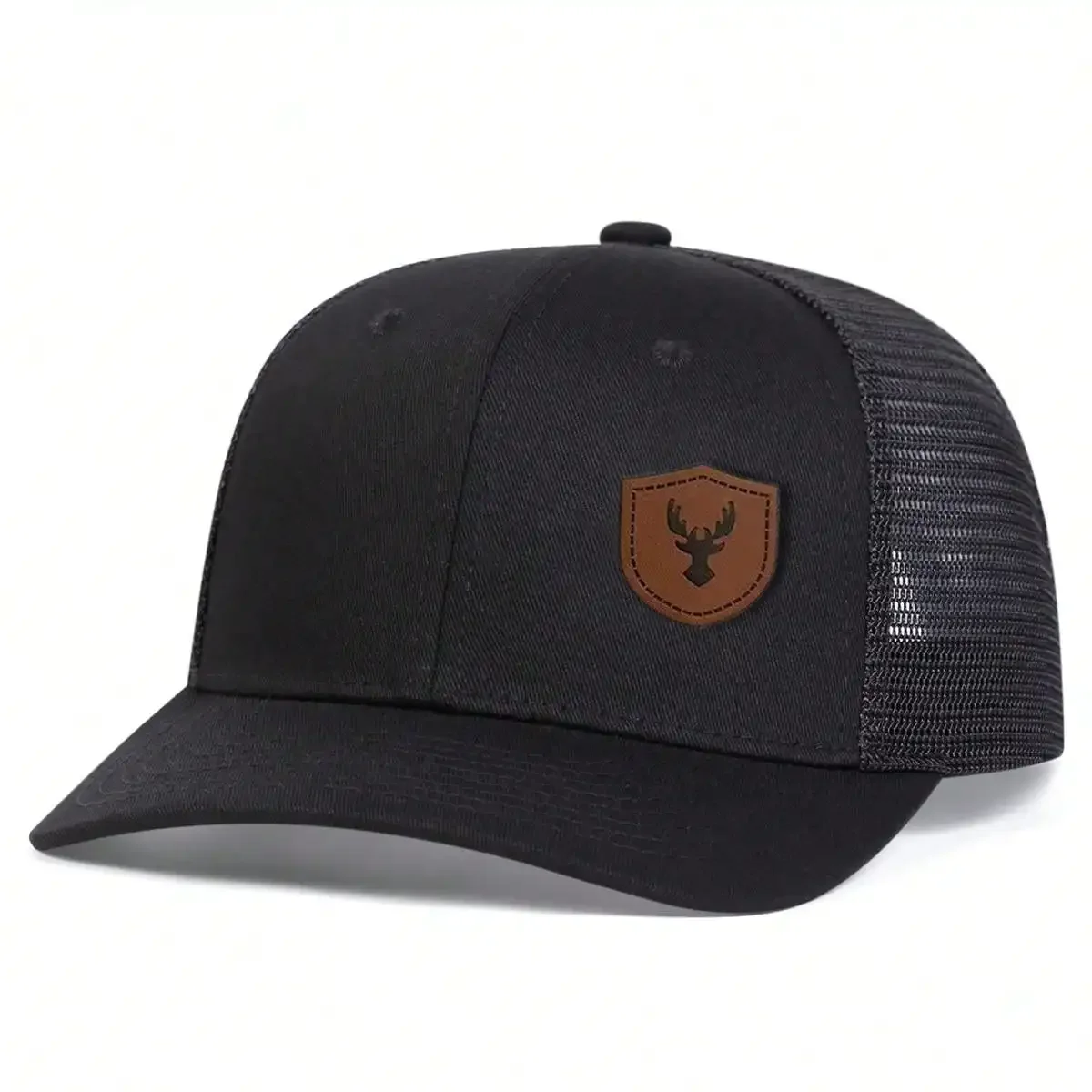 Unisex Little Deer Antlers Leather Label Baseball Net Caps Outdoor Adjustable Spring and Summer Casual Sunscreen Hat