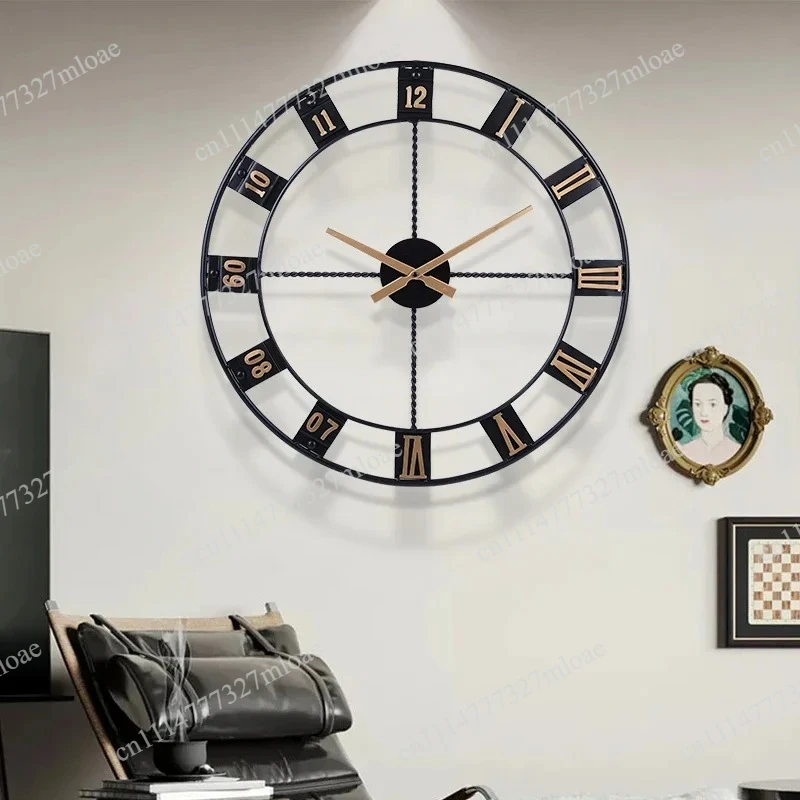 Furniture 60*60cm Morden luxury digital hanging clock decoration machine wall clock living room clock parts accessories