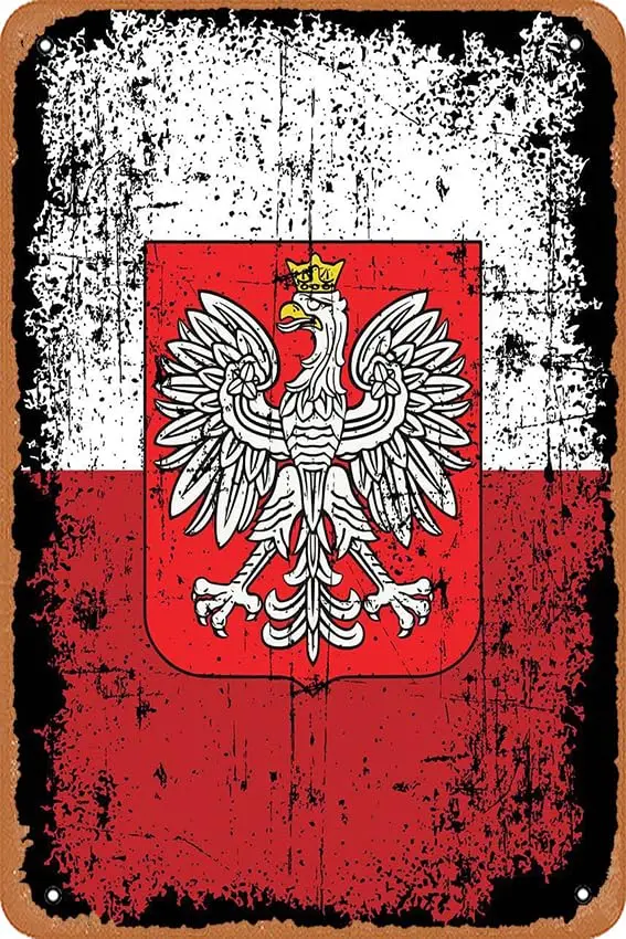 Flagge Polen Polska Polen Flaggen Retro Vintage dekorative Metall Zinn Zeichen 8x12 Zoll.