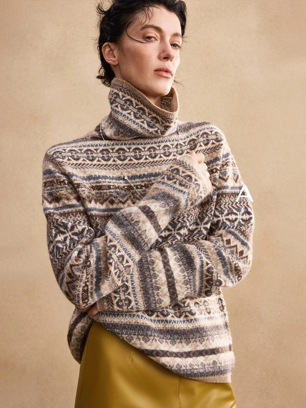 

Винтажный шерстяной свитер Mannala с высоким воротником, мягкий и удобный, женский, с длинными рукавами, зимний, модный Q4848