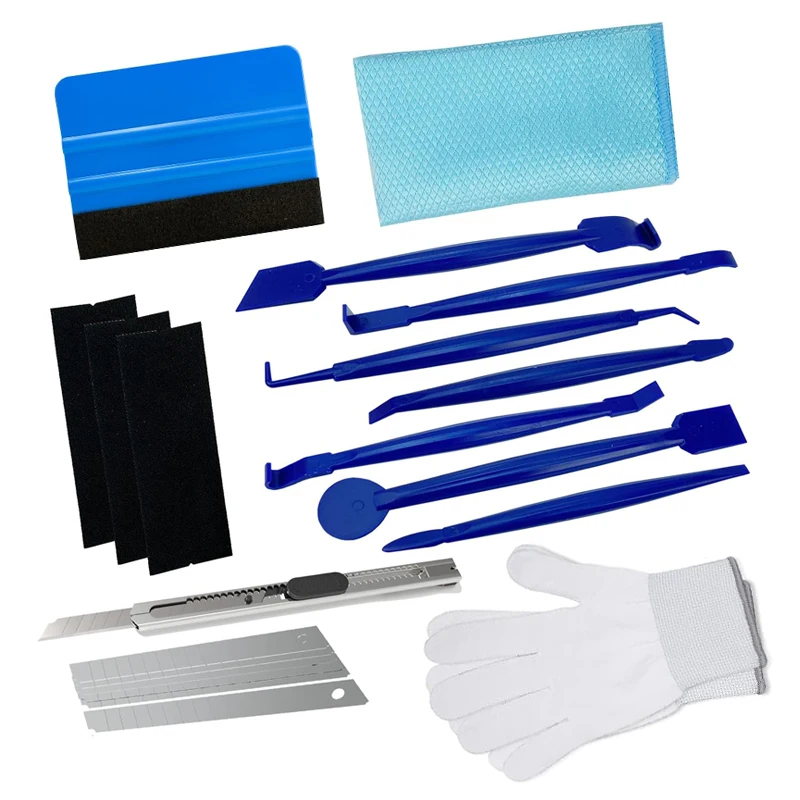 Vinyl Wrap Tool Window Tint Kits Window Film Installation Stick Squeegee Felt Squeegee Wrap Gloves Cleaning Cloth Utility Knife