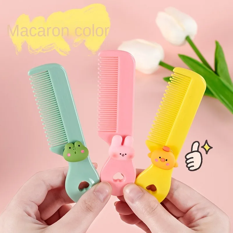 1pcs Cute and Safe Mini Cartoon Plastic Hair Brush - Portable and Convenient Small Hair Comb in Candy Colors