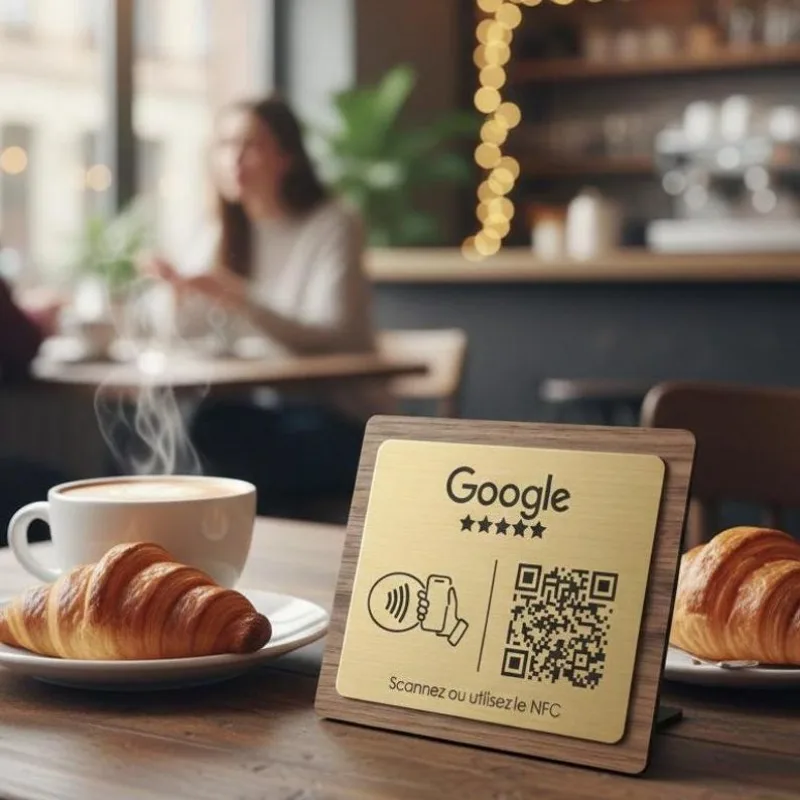 Personalized Engraved Wooden QR Code Easel (NFC) – Google Review Stand for Businesses: Restaurants, Hotels & Shops
