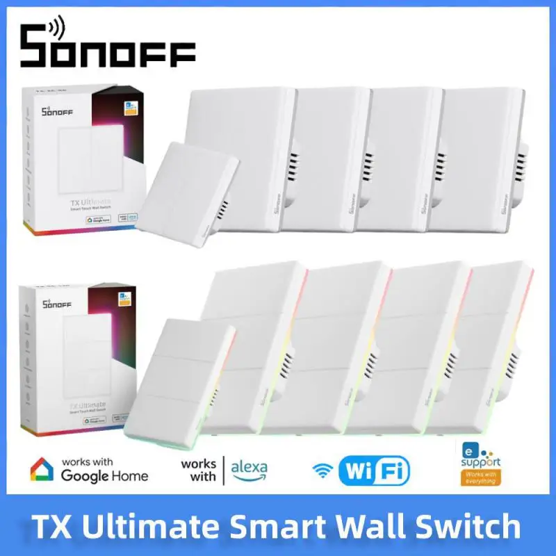 SONOFF T5 120 1C 2C 3C 4C Wifi Interruptor táctil de pared inteligente TX Ultimate acceso completamente táctil interruptor de luz LED inteligente Control de voz Alexa