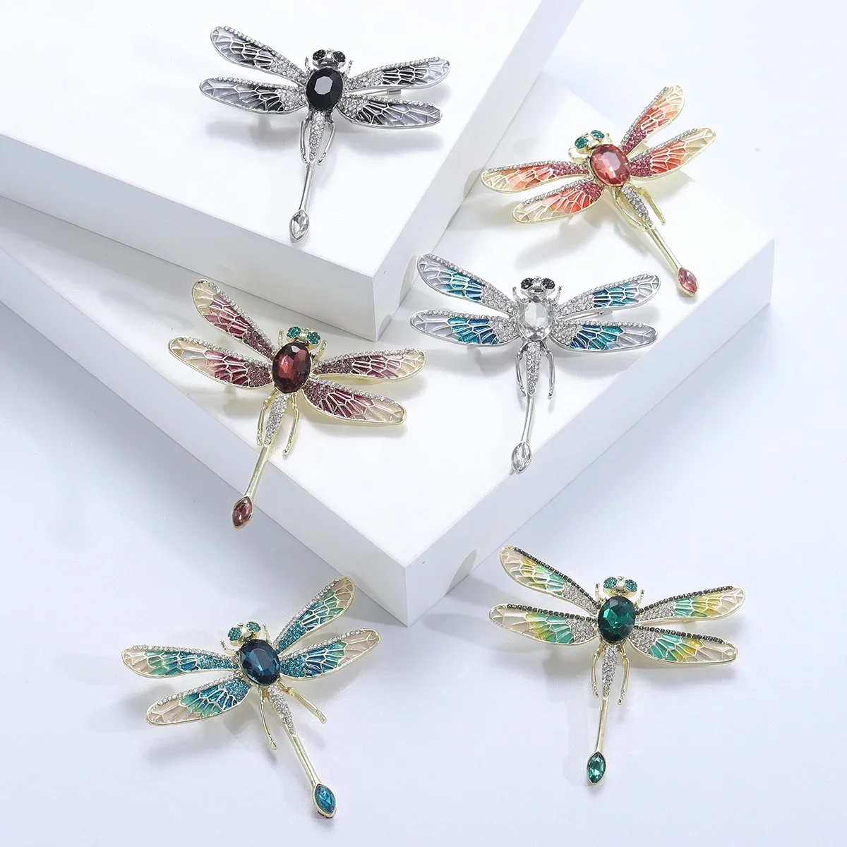 Strass Libel Broche Voor Vrouwen Unisex Email Insect Pin Shell Libel Evenement Party Rugzak Decoratie Kleding Accessoire