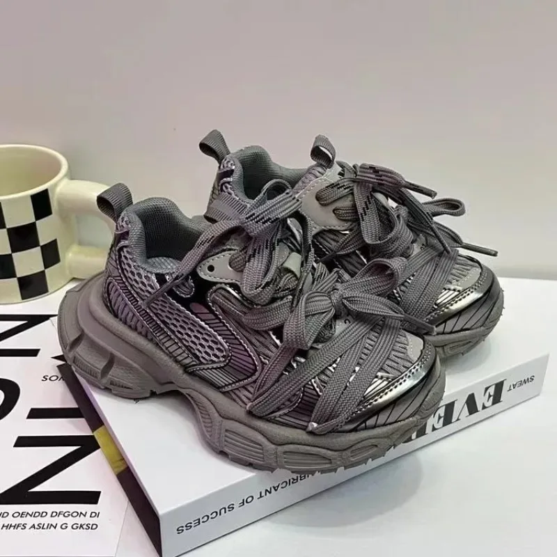 

Spring and Autumn New Casual Children's Shoes PU Mesh Dad's Shoes Boys and Girls' Sports Shoes Breathable Running Shoes