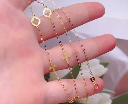 au750 jewelry real gold 18k chain necklaces for women fine gold necklace 40-45cm adjustable