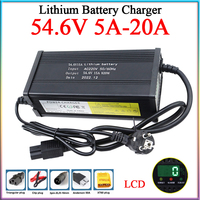 54.6V 5A/8A/10A/12A/15A/20A Lithium Battery Charger Aluminum Shell LCD For 13S 48V 20A 30A 50A 80A E- scooter/bike Fast Charging