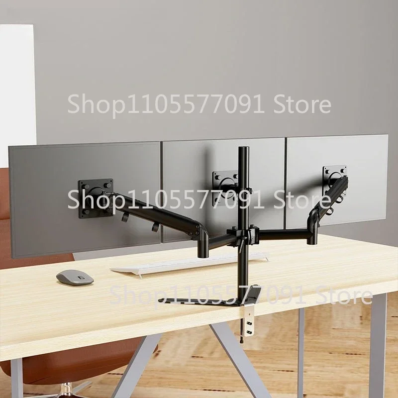 Monitor Stand Triple Screen Arm Height Adjustable Telescopic Bracket Fit 17 To 32 Inch Desk Screen Office Desktop Support Gear