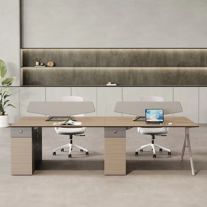 Staff office desk and chair combination 4 four 6 double screen staff seat with socket simple modern office computer desk