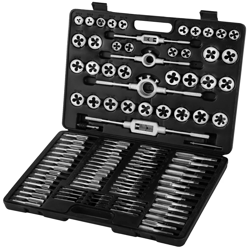 

110 Pcs Metric Hand Tap Die Set Screw Thread Tools Adjustable Taps Steel Threading Dies With Case